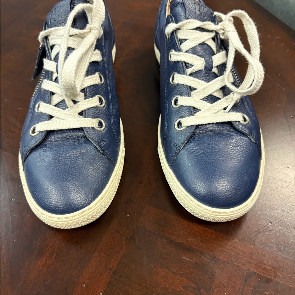 Paul green Addie Zip/ lace up blue leather women sneaker size 8 EUC